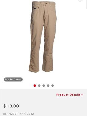 Tyndale summer weight fr work plain front pants